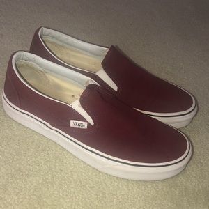 Maroon Vans Slip On Shoes